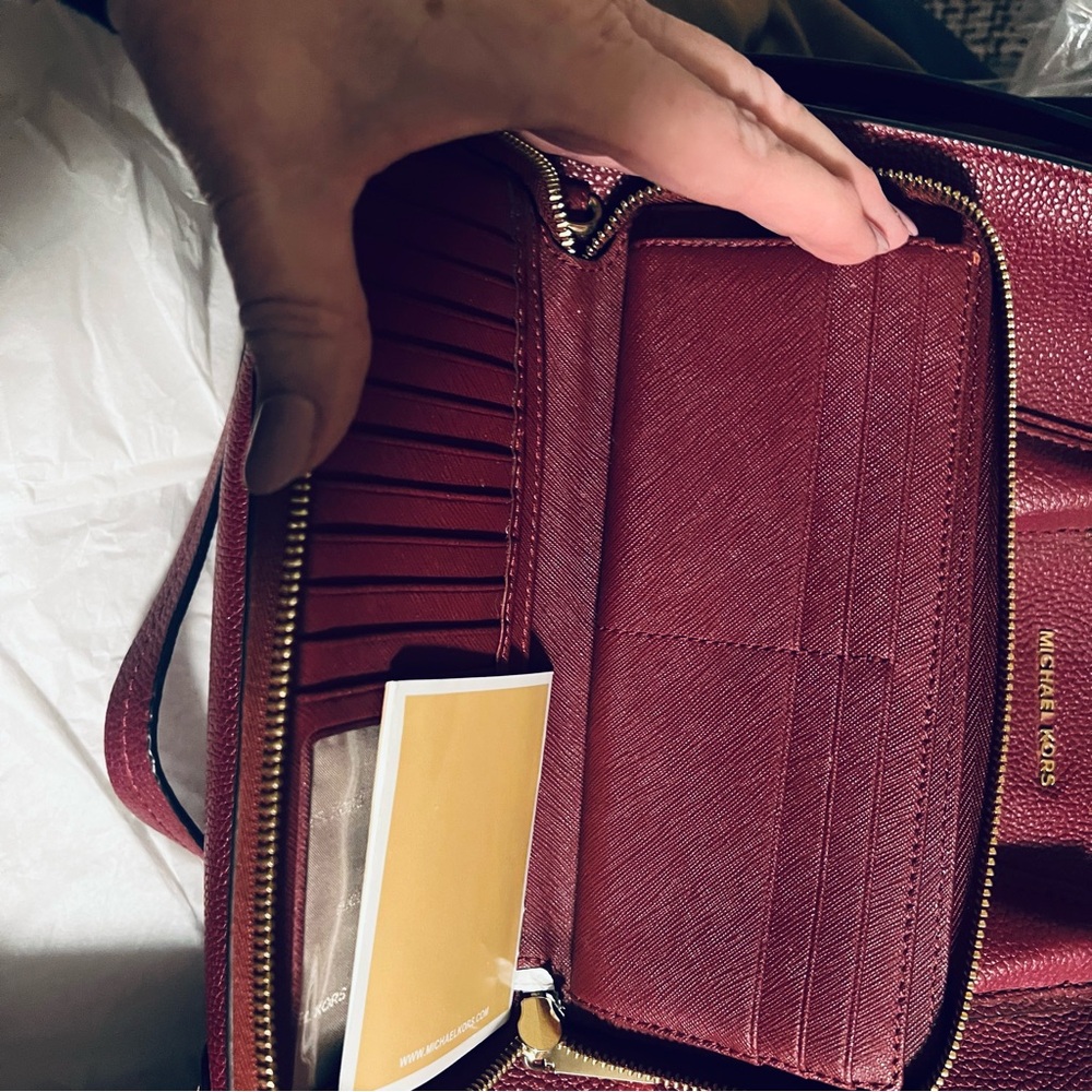 Mk Cranberry Purse With Matching Wallet - image 2
